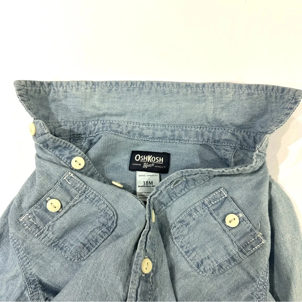 Oshkosh B’gosh Baby Boys Chambray/Denim Long Sleeve Button Front Bodysuit